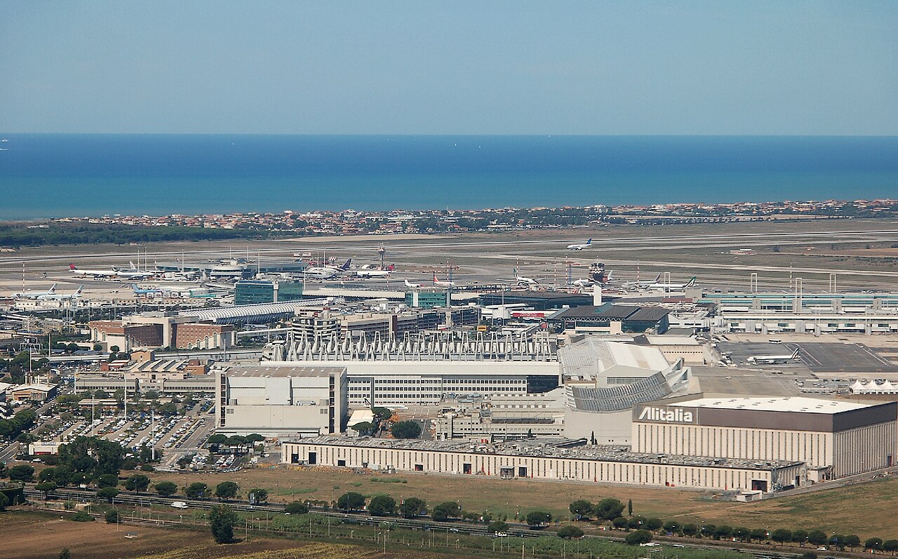 Rome Fiumicino Airport terminals seen from the air