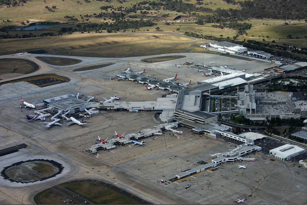 Melbourne Airport Tullamarine terminal buildings and forecourt
